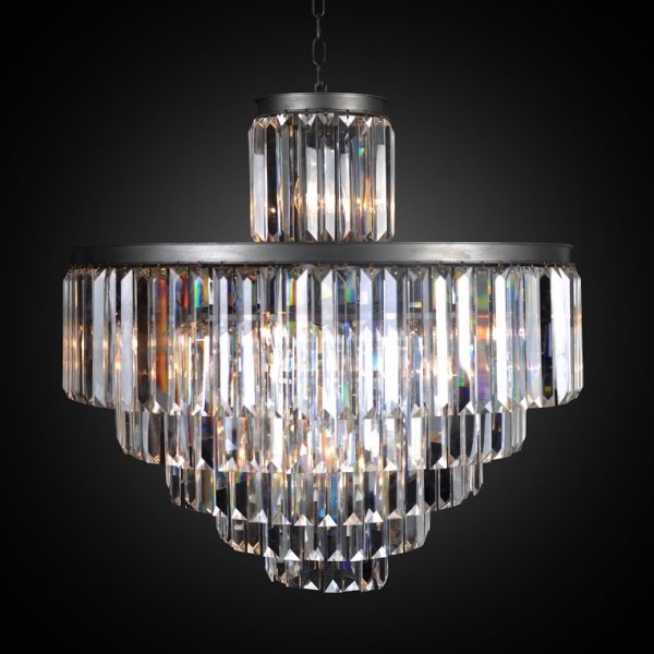 Люстра RH 1920s Odeon Clear Glass Fringe Chandelier - 6 rings Черный в Воронеже | Loft Concept 