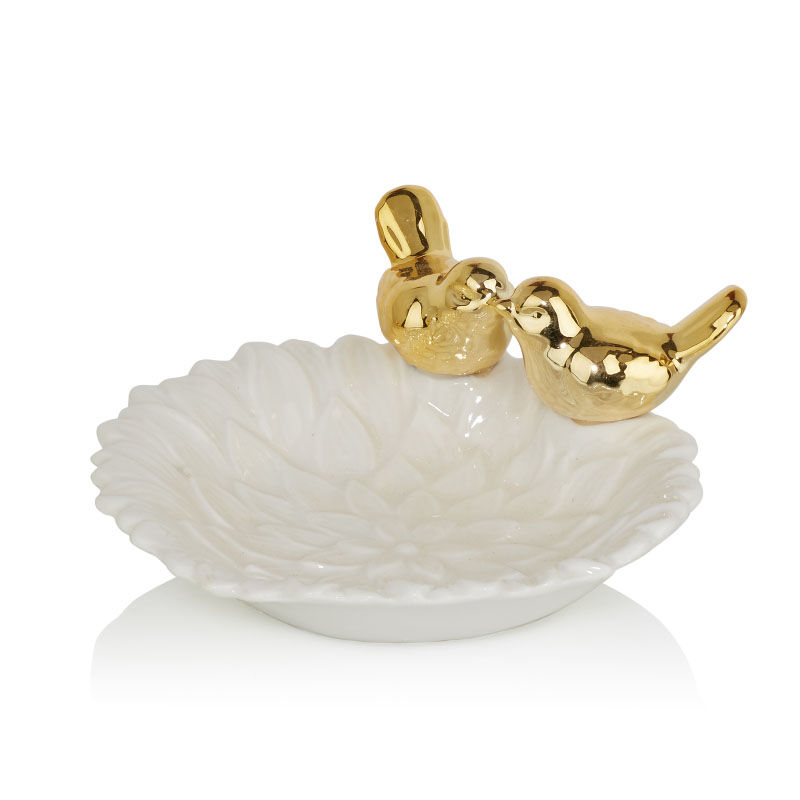 Блюдо Decorative Dish Birds Kiss Белый Глянцевое золото Блюдо Decorative Dish Birds Kiss Белый Глянцевое золото в Воронеже | Loft Concept