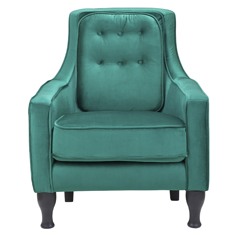 Кресло с мягкой обивкой из велюра на 4-х ножках из массива березы Scarlett Armchair green Изумрудный Черный в Воронеже | Loft Concept 