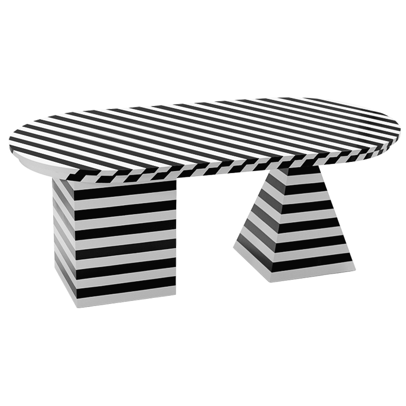 Обеденный стол Dining Table Striped Geometry Черно-белый в Воронеже | Loft Concept 