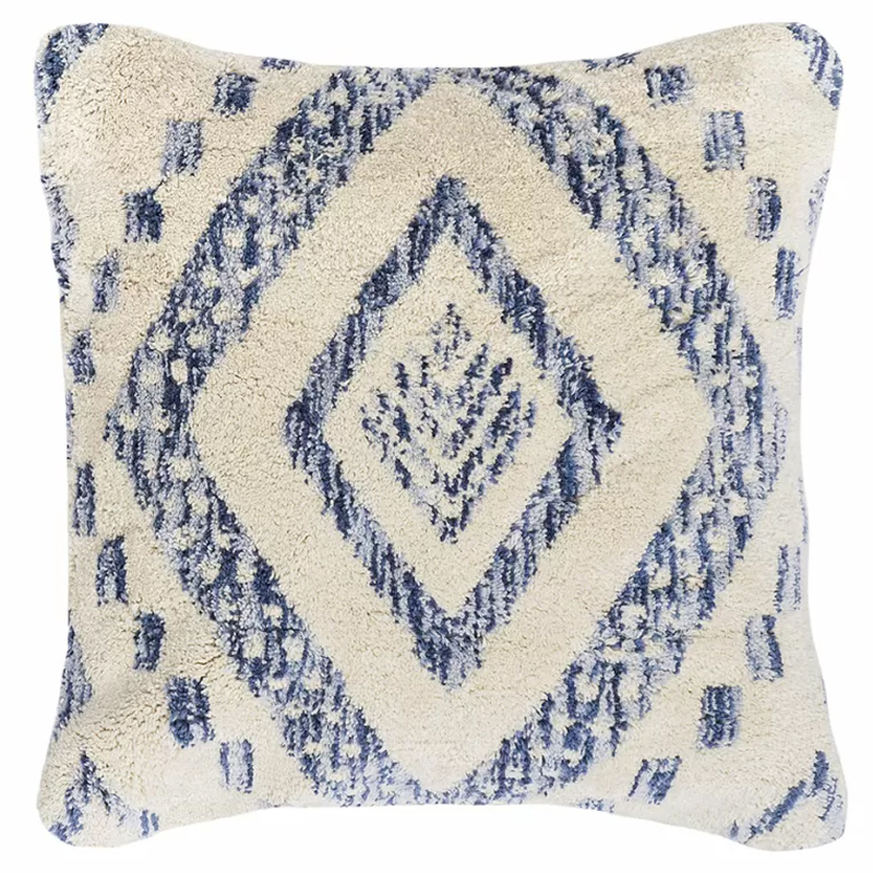 Чехол на подушку с узором в этно-стиле Blue Ikat Синий Бежевый Чехол на подушку с узором в этно-стиле Blue Ikat Синий Бежевый в Воронеже | Loft Concept