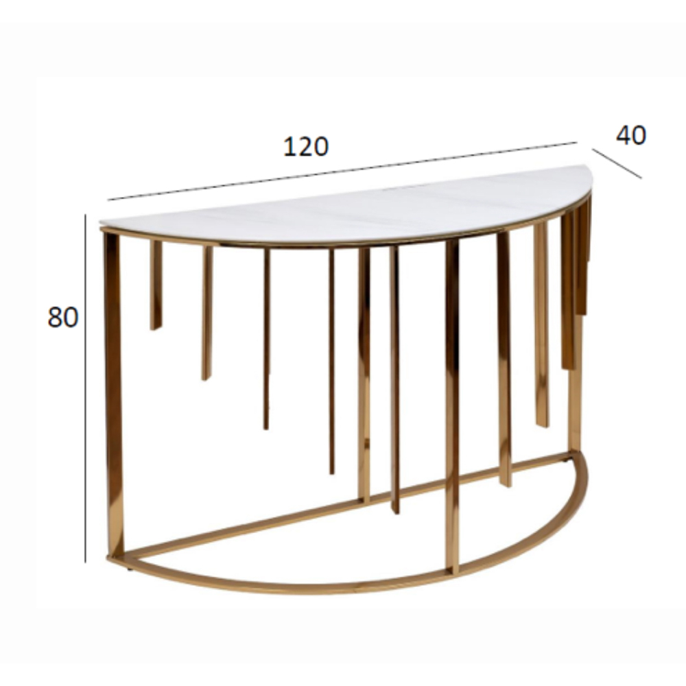 Консоль приставная полукруглая на основании золотого цвета Interior Accent в Воронеже