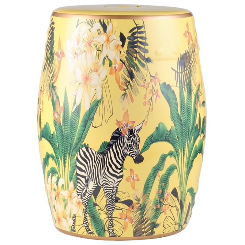 Керамический табурет Zebra Tropical Animal Ceramic Stool Yellow Желтый Черно-белый Зеленый в Воронеже | Loft Concept 