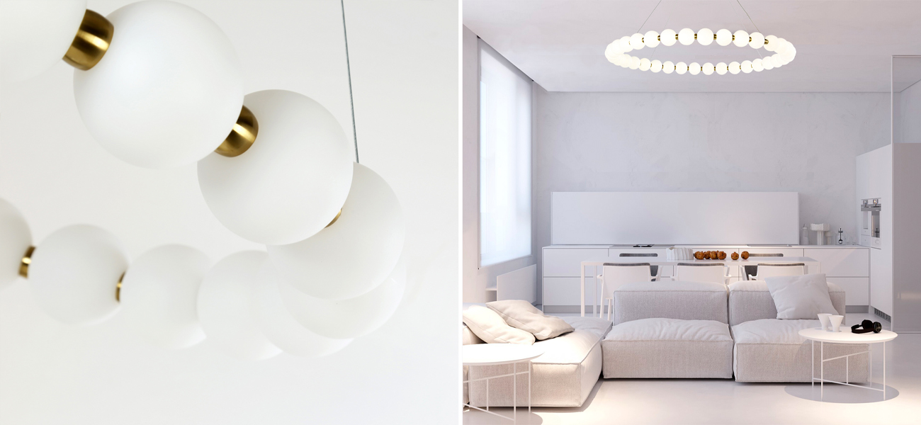 Люстра с плафоном из акриловых шаров PEARLS  - фото