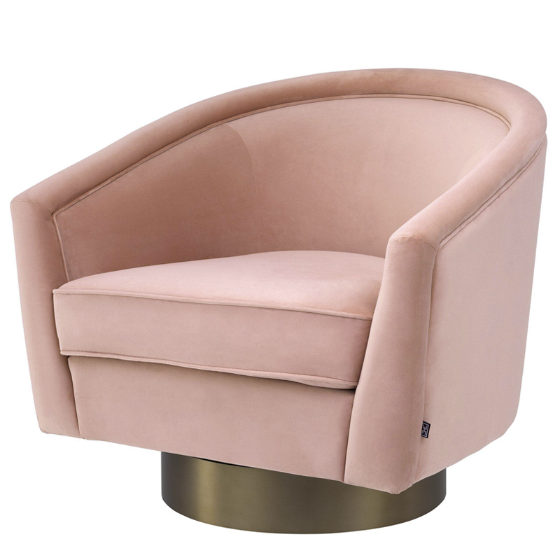 Кресло Eichholtz Swivel Chair Catene nude Розовый пастельный матовое золото в Воронеже | Loft Concept 