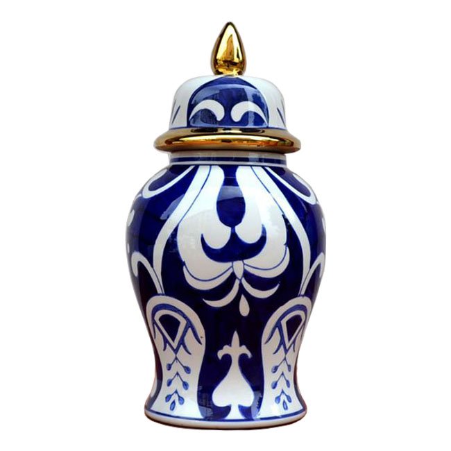 Китайская чайная ваза с крышкой Blue Pattern Белый Темно-синий Китайская чайная ваза с крышкой Blue Pattern Белый Темно-синий в Воронеже | Loft Concept
