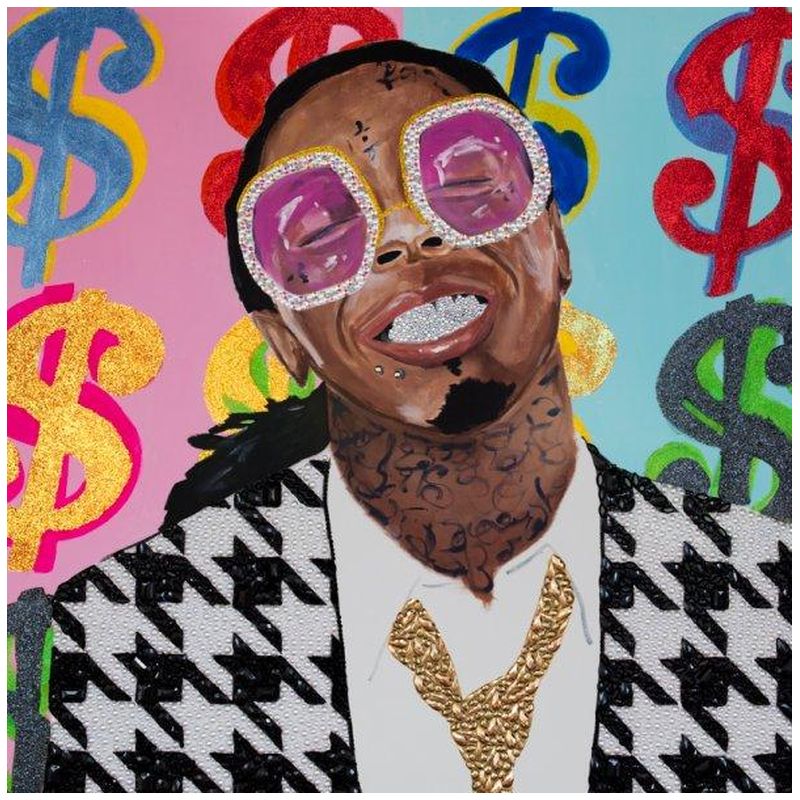 Картина Lil Wayne with Money Background, And Houndstooth Jacket Мульти в Воронеже | Loft Concept 