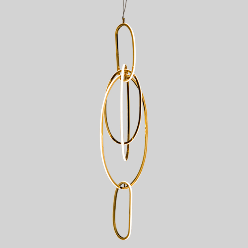 Люстра Vertical Gold Oval Rings Chandelier Золотой в Воронеже | Loft Concept 