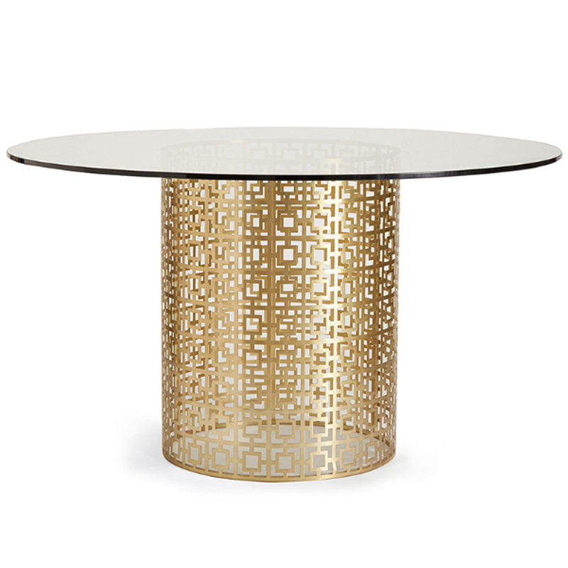 Обеденный стол Jonathan Adler Nixon Dining Table столешница Стекло Золотой Прозрачный в Воронеже | Loft Concept 