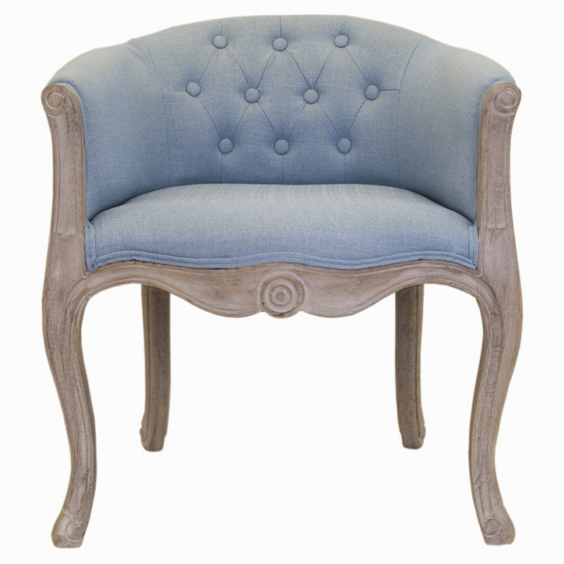 Кресло низкое в стиле прованс Louis French Armchair light blue flax Светло-голубой Бежево-серый в Воронеже | Loft Concept 