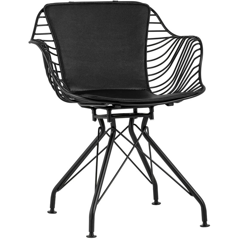 Стул Bertoia с подлокотником Chair Black metal Черный в Воронеже | Loft Concept 