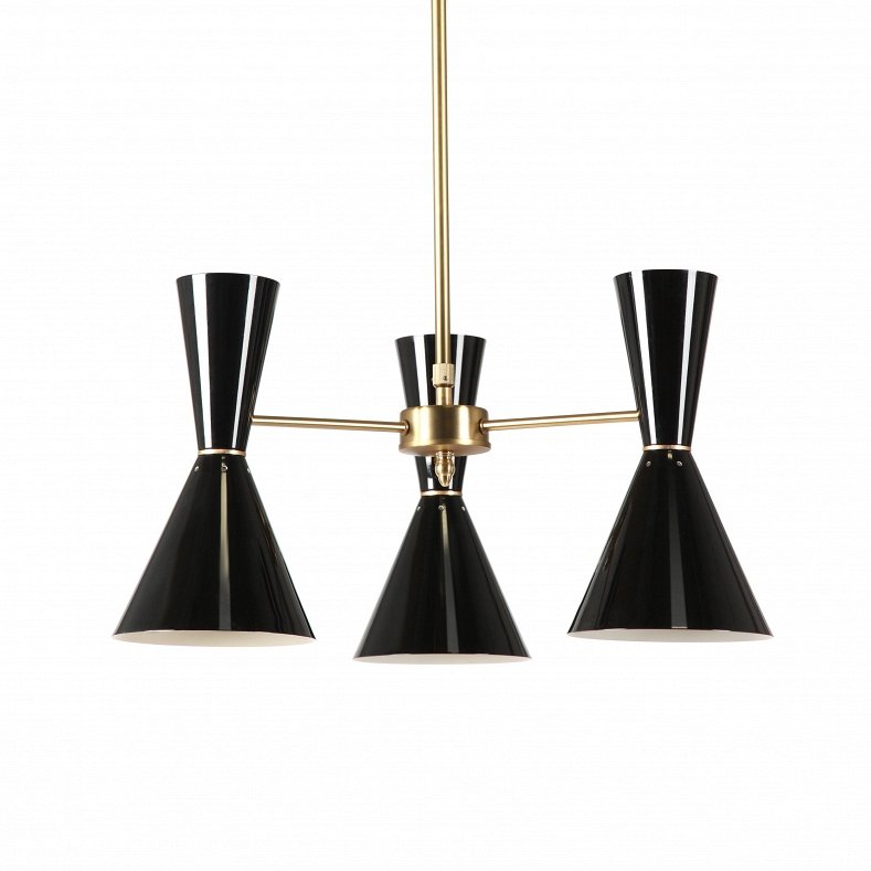 Люстра CAIRO Chandelier 3 Arm black Черный Латунь в Воронеже | Loft Concept 