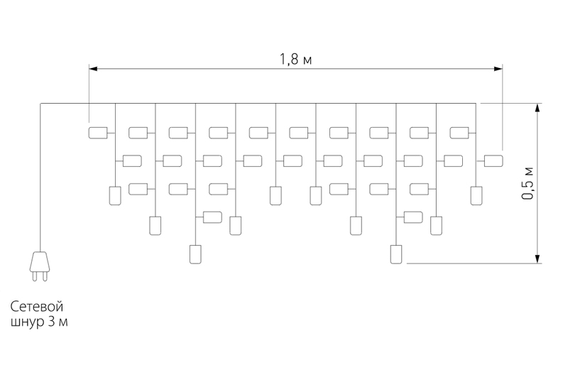 Гирлянда Бахрома с Цветными светодиодами в Воронеже