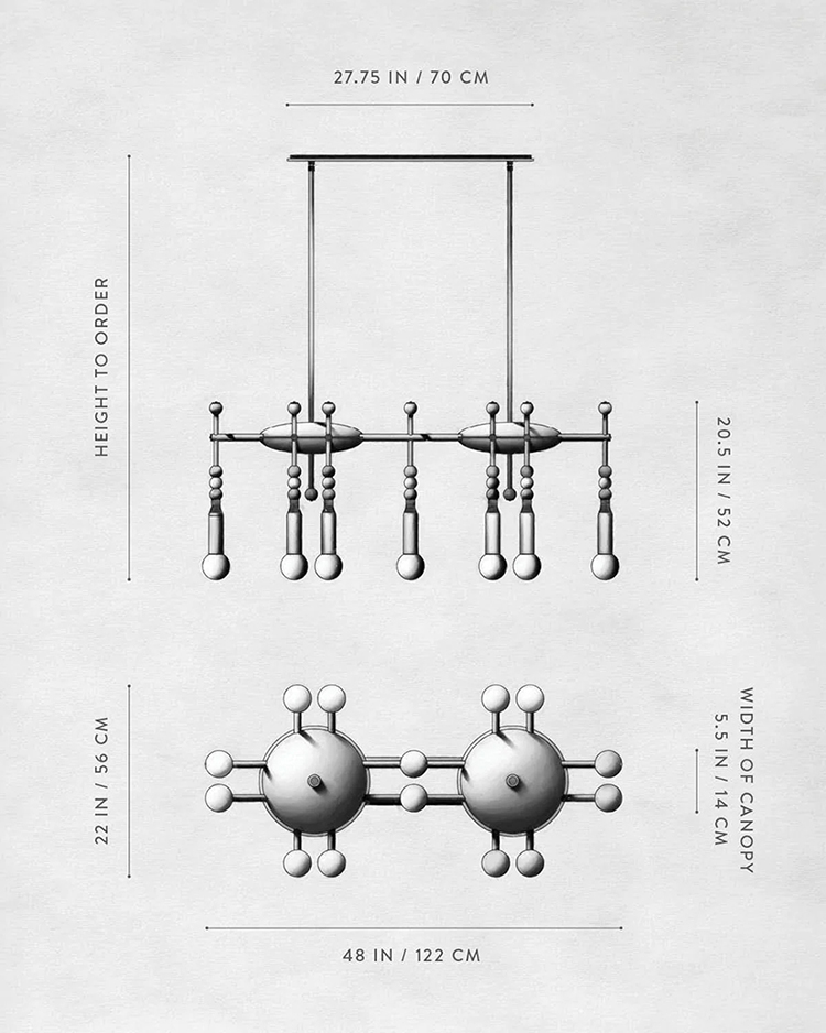 Линейная Люстра TALISMAN 14 патронов по дизайну студии Apparatus в Воронеже