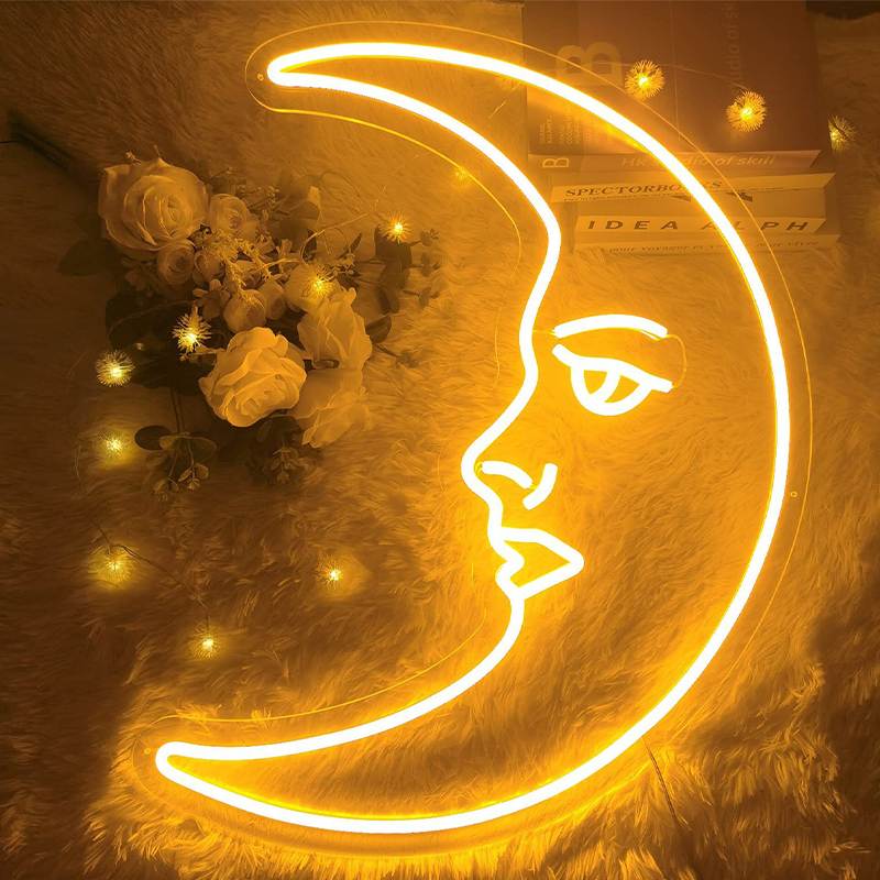 Неоновая настенная лампа Crescent Moon Neon Wall Lamp Прозрачный Желтый в Воронеже | Loft Concept 