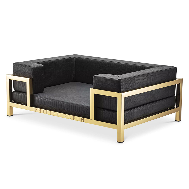 Лежанка для домашних животных Philipp Plein Dogbed High Conic Limited XL Gold Черный Золотой в Воронеже | Loft Concept 