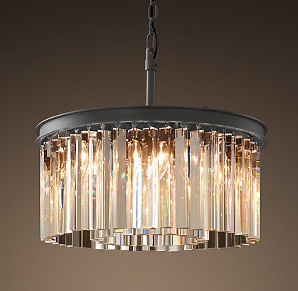 Люстра RH Rhys Clear Glass Prism Round Chandelier 40 Черный в Воронеже | Loft Concept 