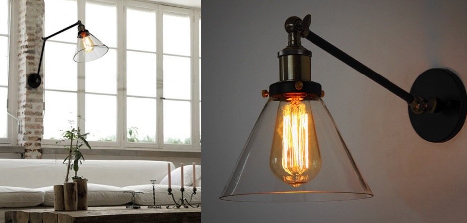 Бра Gloce Cone Shade Loft Industrial Glass Бра Gloce Cone Shade Loft Industrial Glass - Loft-Concept в Воронеже
