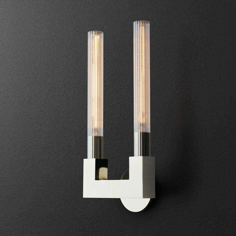 Бра RH CANNELLE wall lamp DOUBLE Sconces Chrome Хром Прозрачное Стекло в Воронеже | Loft Concept 