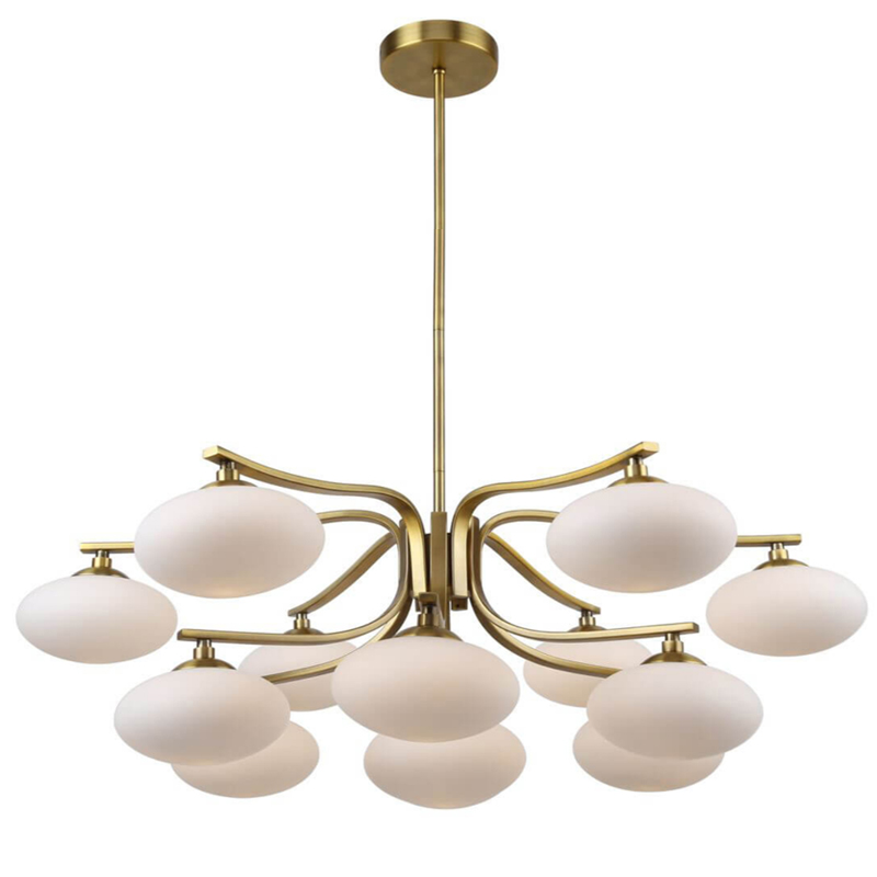 Oval Balls Mushrooms Chandelier 13 Brass Латунь Прозрачный белый в Воронеже | Loft Concept 