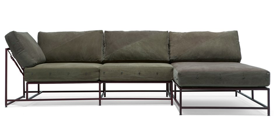 Угловой диван Olive Military Fabric Sectional sofa  - фото №2