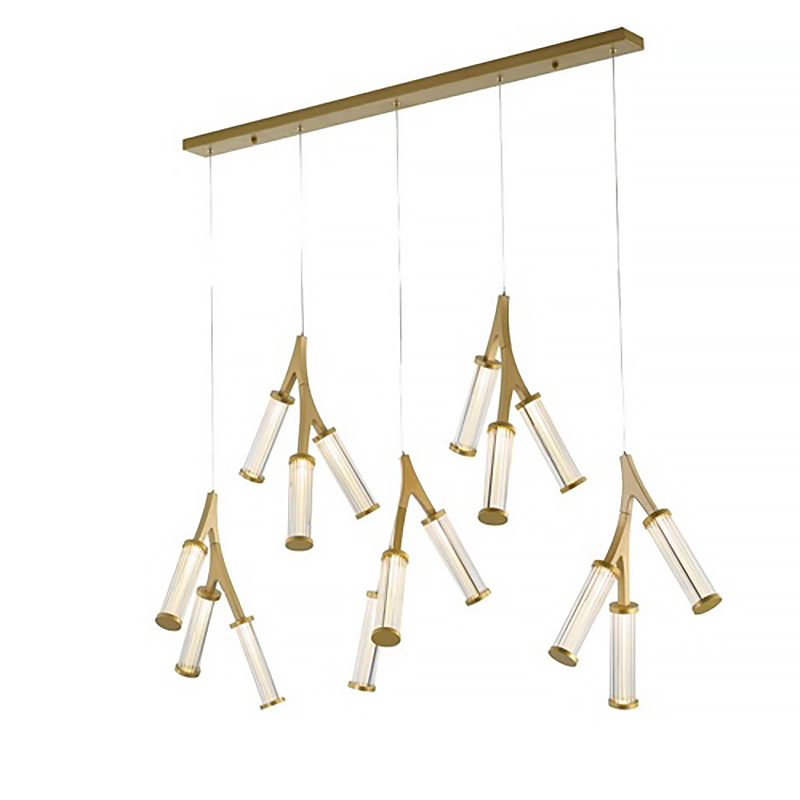 Люстра Cylinder Branches Chandelier Gold 15 Золотой Прозрачный в Воронеже | Loft Concept 