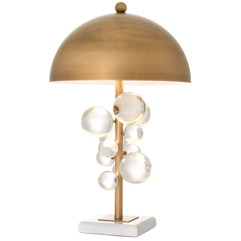 Настольная лампа Eichholtz Table Lamp Floral Латунь Античная полированная Прозрачное Стекло Белый в Воронеже | Loft Concept 