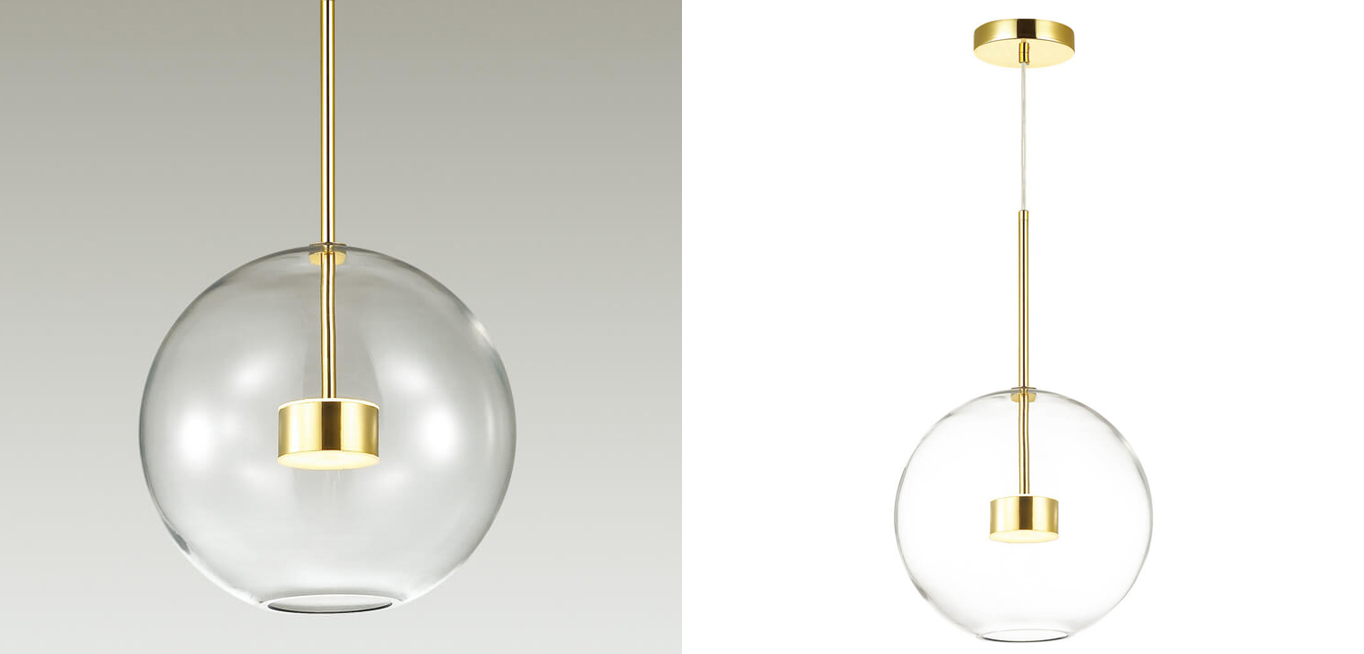 Подвесной светильник Transparent Bubble Pendant Gold One - фото