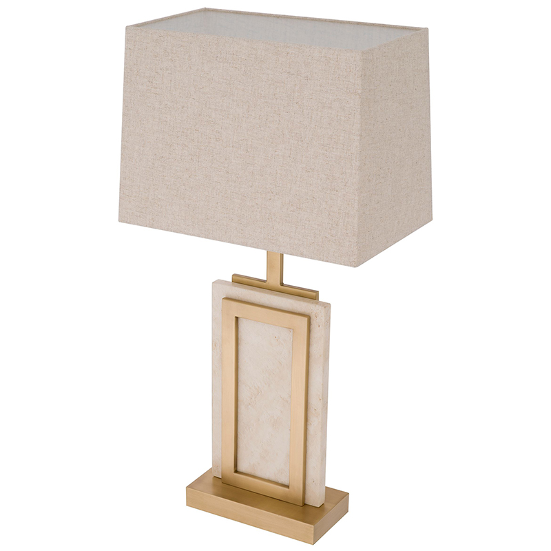 Настольная лампа Eichholtz Table Lamp Murray Travertine Бежевый Латунь в Воронеже | Loft Concept 