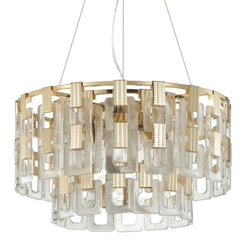 Люстра Ribbed Elements Pendant Round 52 Золотой Прозрачное Стекло в Воронеже | Loft Concept 