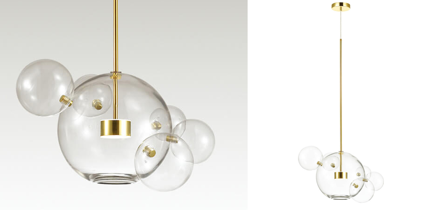 Подвесной светильник Transparent Bubble Pendant Gold 5 - фото