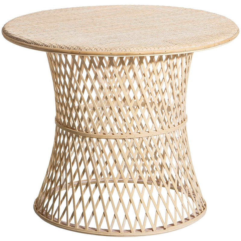 Круглый приставной стол из бамбука Woven Bamboo Side Table Бежевый в Воронеже | Loft Concept 