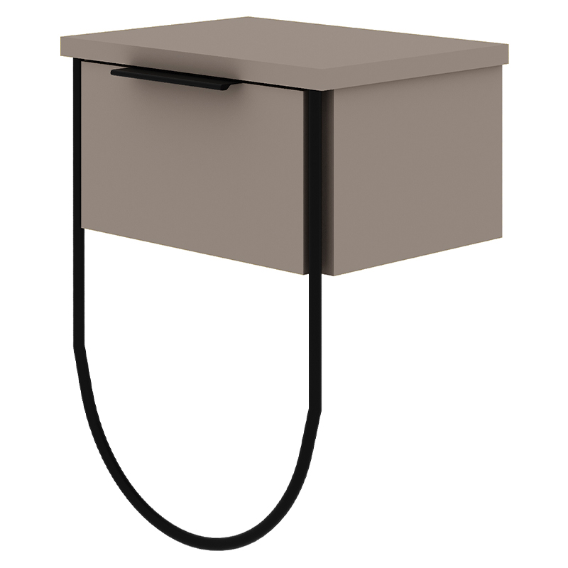 Прикроватная тумба бежево-серого цвета с откидной дверцей NORFOLK NIGHTSTAND LIGHT MOCHA Бежево-серый Черный Прикроватная тумба бежево-серого цвета с откидной дверцей NORFOLK NIGHTSTAND LIGHT MOCHA Бежево-серый Черный в Воронеже | Loft Concept