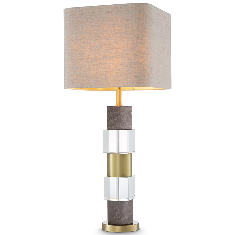 Настольная лампа Eichholtz Table Lamp Cullingham Grey Marble Латунь Прозрачное Стекло Серый Бежево-серый в Воронеже | Loft Concept 