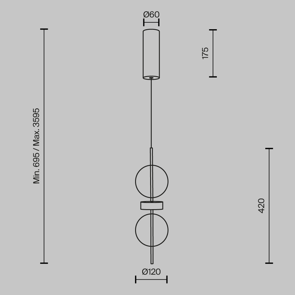 Подвесной светильник с плафоном из стекла с зеркальным градиентом Double Moon в Воронеже