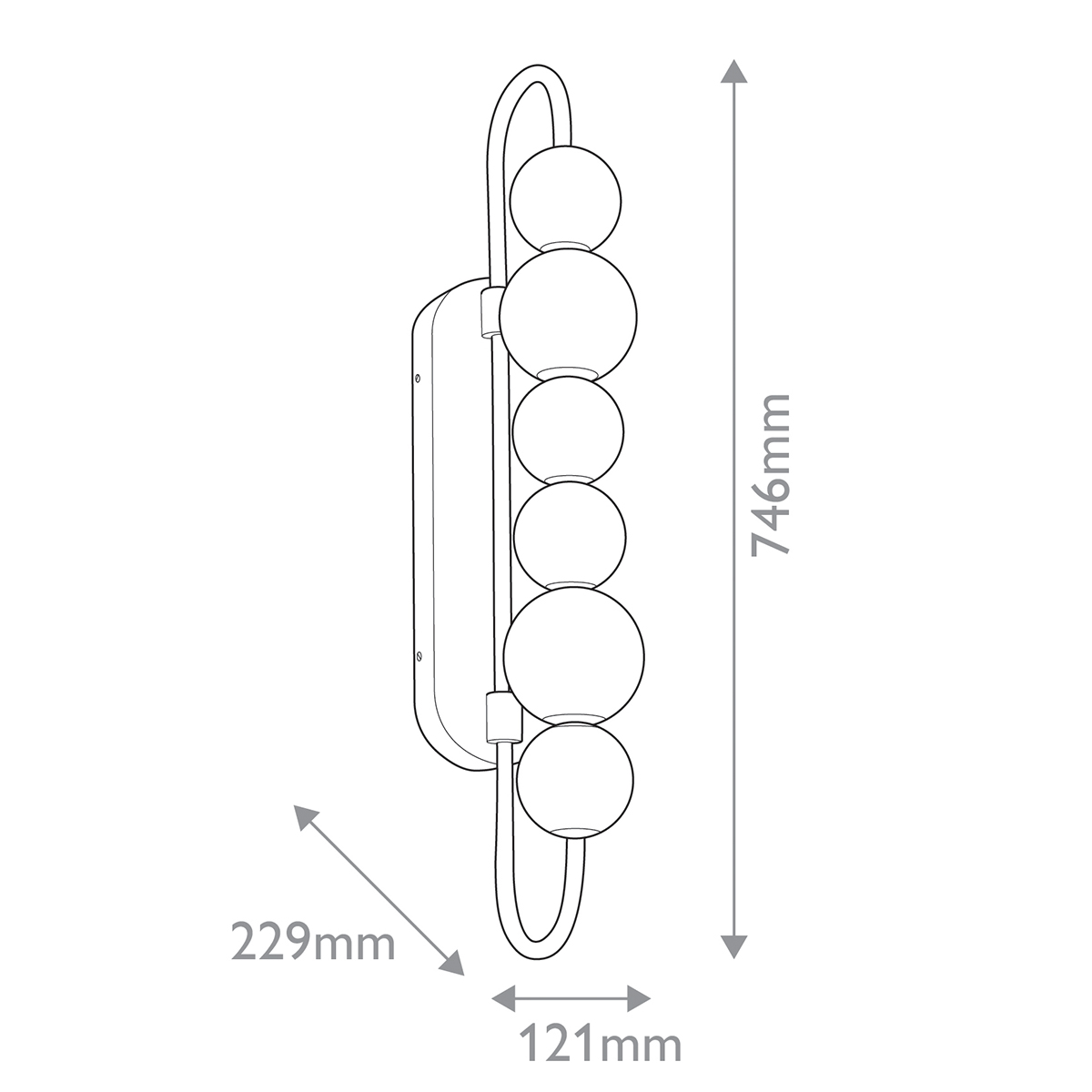 Бра цвета латунь с 6-ю рифлеными плафонами шаровидной формы Alora в Воронеже