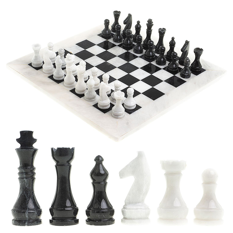 Шахматы классические с белой доской из натурального камня Мрамор Decorative Thematic Chess  Белый Мрамор Bianco Черный Мрамор Nero в Воронеже | Loft Concept 