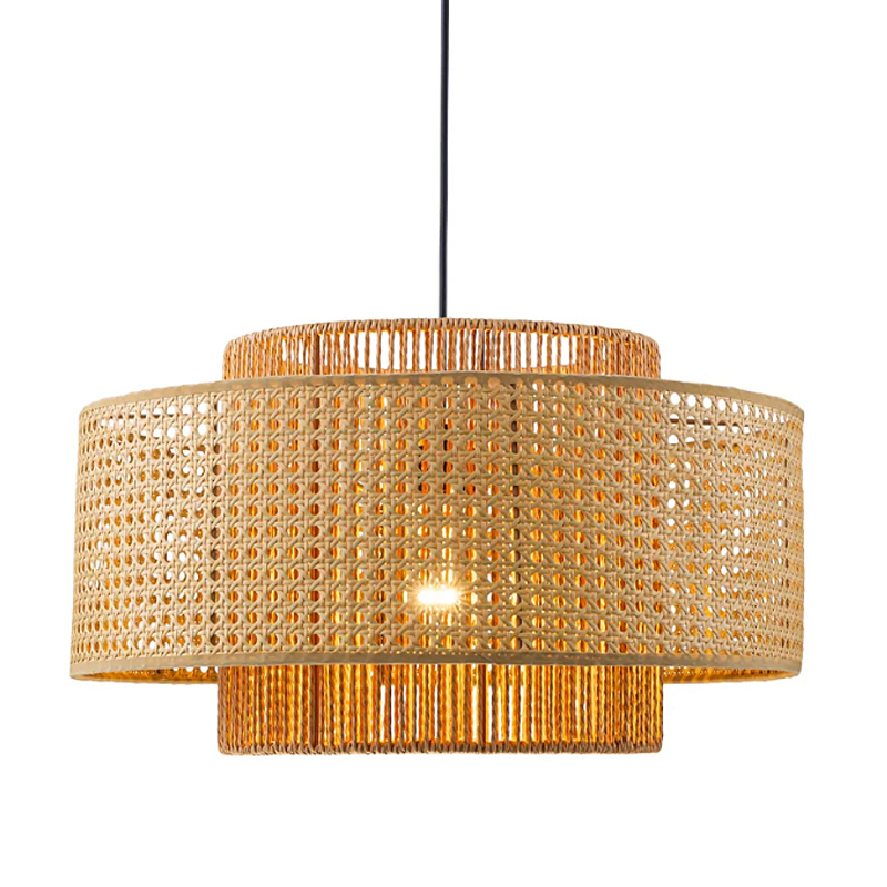 Подвесной светильник с абажуром из плтеного бамбука Light Inside the Cell Бежевый Черный в Воронеже | Loft Concept 