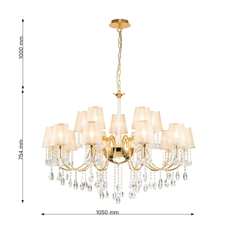Двухъярусная люстра золотого цвета с хрустальным декором Dainty Light Двухъярусная люстра золотого цвета с хрустальным декором Dainty Light в Воронеже