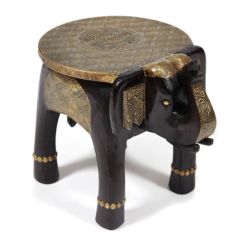 Журнальный стол Antique Indian Brass Mango Wood Elephant Table Черный Латунь в Воронеже | Loft Concept 