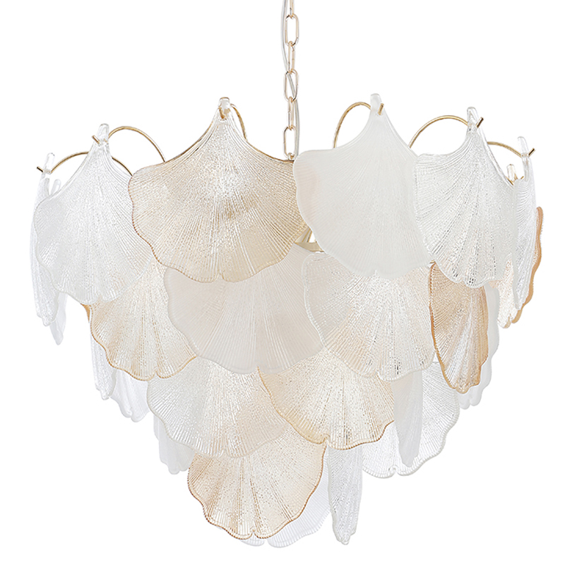Люстра с рельефными стеклянными элементами в форме листьев Textured Glass Chandelier Золотой Прозрачный Белый Янтарный Люстра с рельефными стеклянными элементами в форме листьев Textured Glass Chandelier Золотой Прозрачный Белый Янтарный в Воронеже | Loft Concept