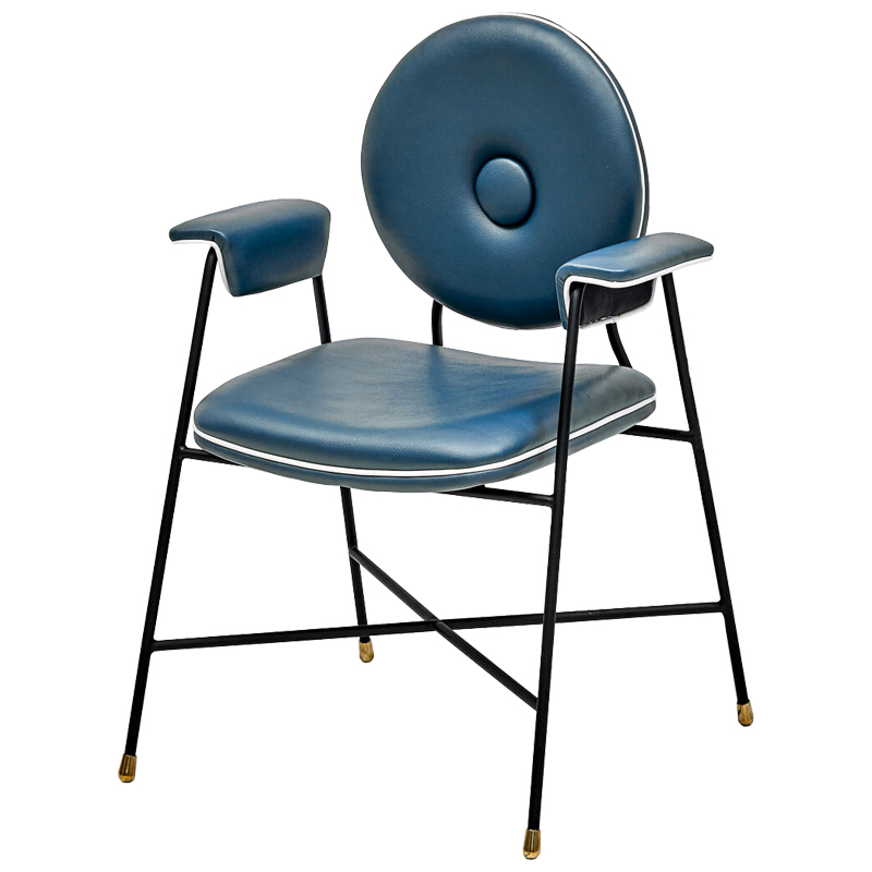Стул с подлокотниками Oliver Chair II Черный Синий в Воронеже | Loft Concept 