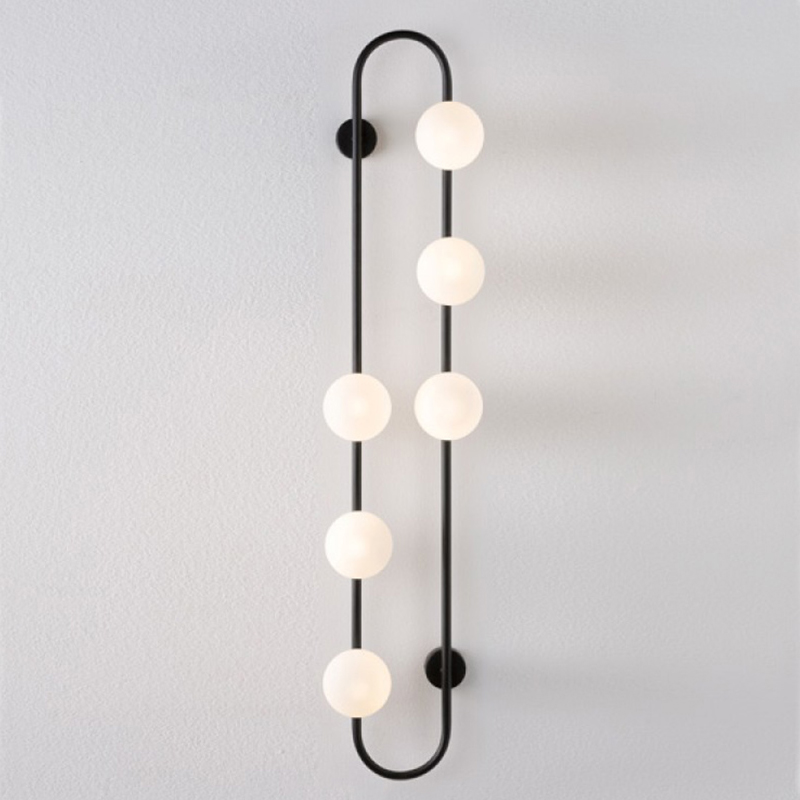 Бра HOOP WALL Lamp Black 6 Черный Белый в Воронеже | Loft Concept 