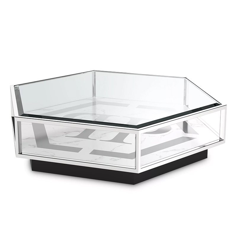 Кофейный стол Philipp Plein Coffee Table Falcon View Chrome Хром Белый Серый Черный в Воронеже | Loft Concept 