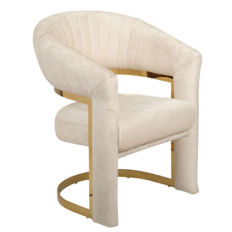Полукресло Valbonne Chair cream velour Кремовый Глянцевое золото Полукресло Valbonne Chair cream velour Кремовый Глянцевое золото в Воронеже | Loft Concept