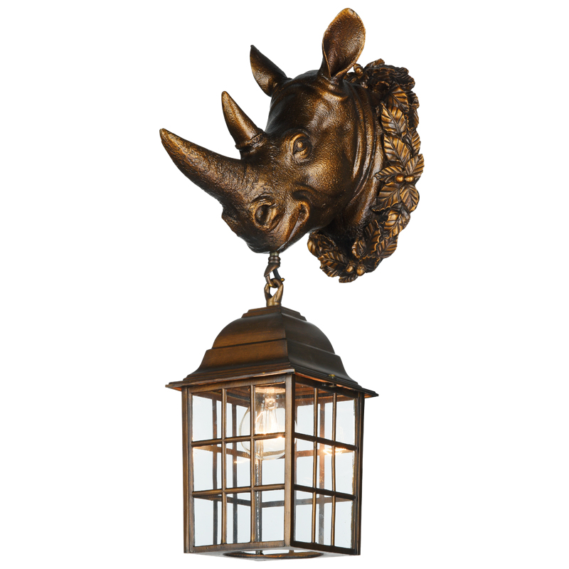 Уличный светильник Rhinoceros Lantern Темная бронза Прозрачное Стекло в Воронеже | Loft Concept 