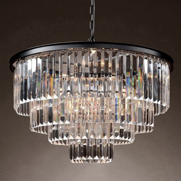 Люстра RH 1920s Odeon Clear Glass Fringe Chandelier -60 Черный в Воронеже | Loft Concept 