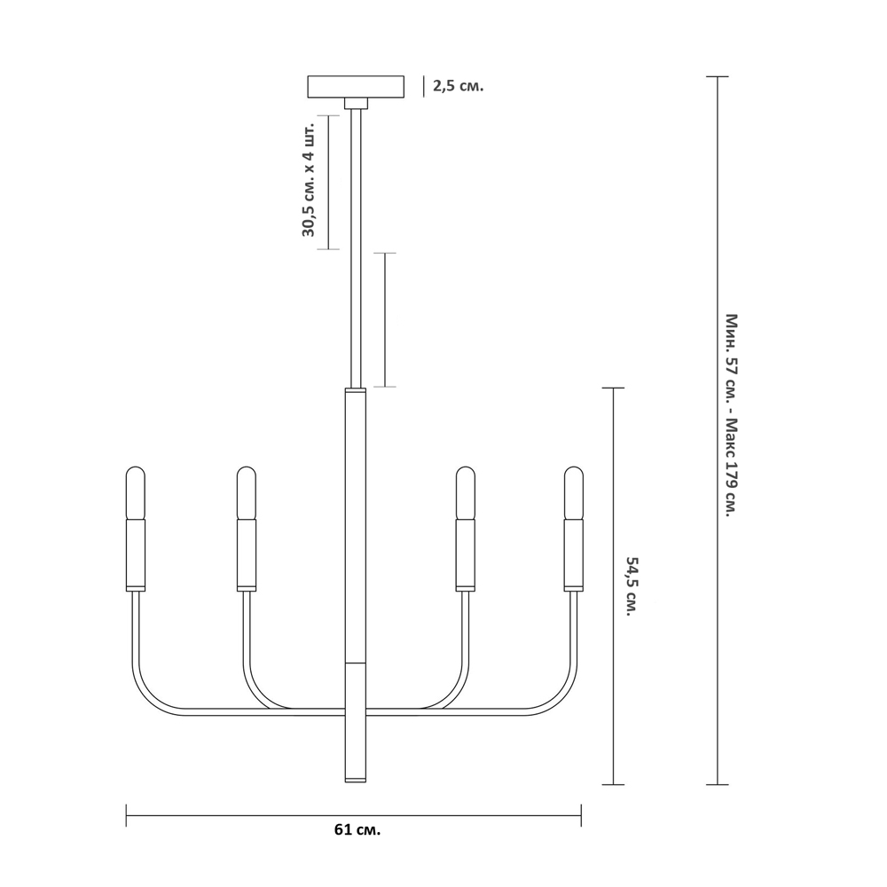 Люстра с 6-ю лампами Chandelier with Seamless Curve в Воронеже