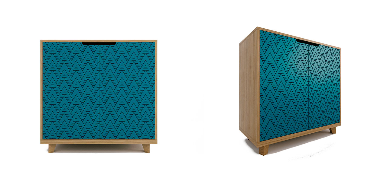 Комод бирюзовый орнамент треугольники Brian - фото