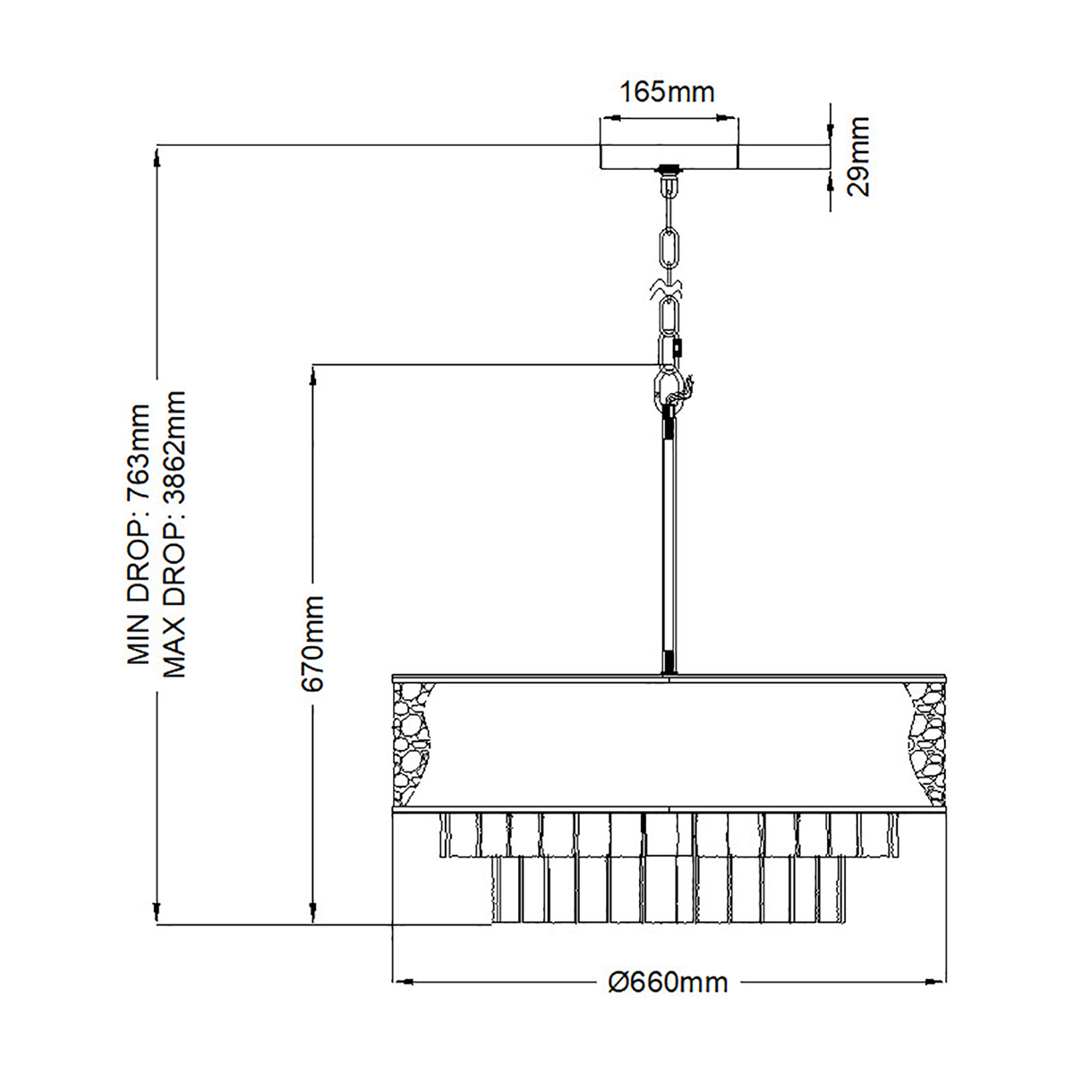 Люстра круглая с подвесками из текстурированного стекла молочного цвета Hinkley в Воронеже